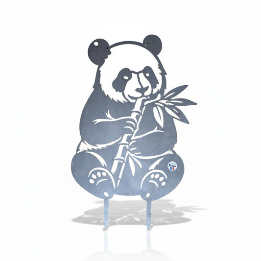 Silhouette de panda en métal – Décoration de jardin effet rouille