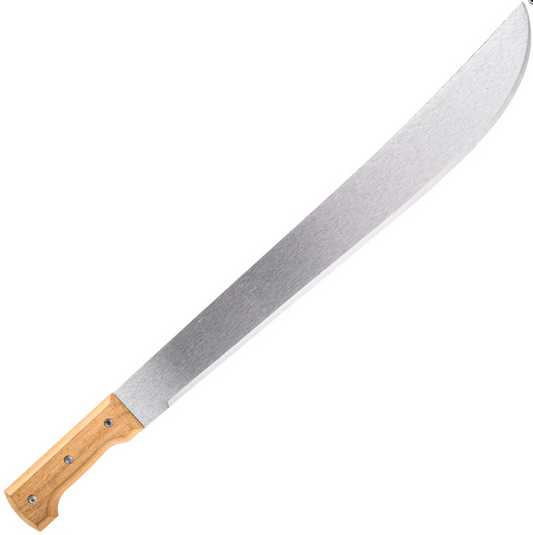 Machette de Jardinage Tramontina avec lame de 56 cm et manche en bois, visible sur fond blanc.
