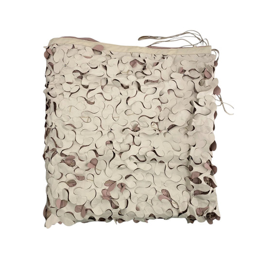 Filet de camouflage CamoJardin® S-Cut – Désert Sable, filet de net camouflage en forme de sac avec motifs lunaires beige et sable.