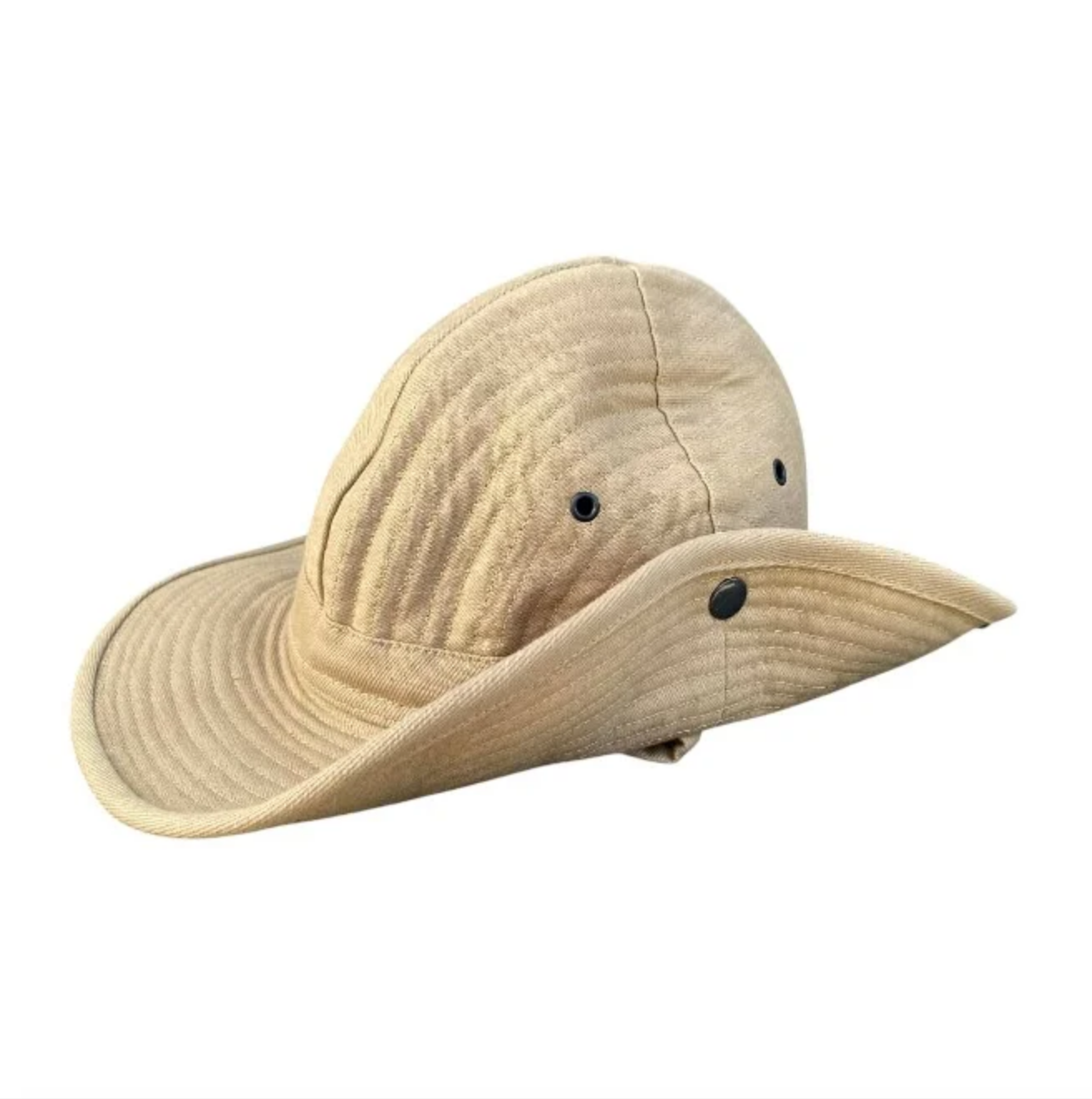 Chapeau de brousse militaire sable plié – vue de côté