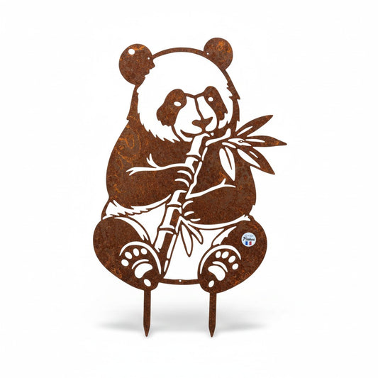 Silhouette de panda en métal – Décoration de jardin effet rouille
