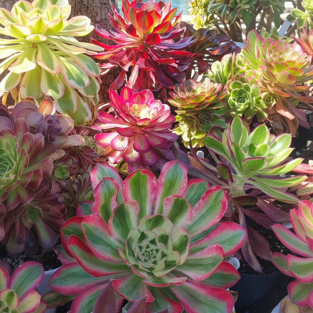 Aeoniums en format carré