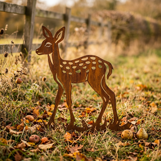 Faon rouillé dans un pré d'automne, format carré