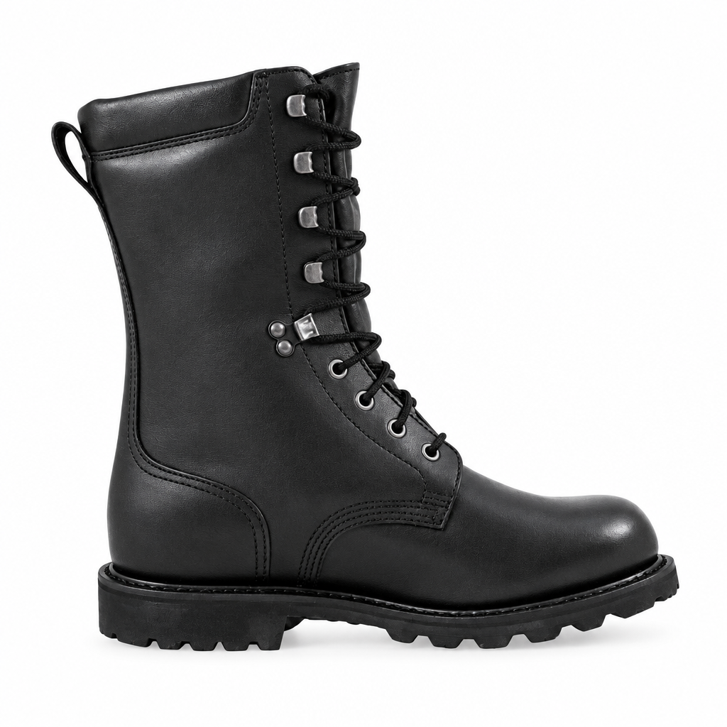 Chaussure montante en cuir noir vue de profil