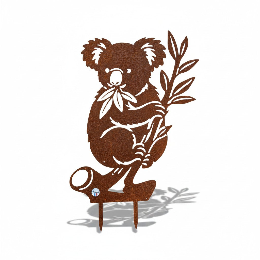 Silhouette de koala en métal – Décoration de jardin effet rouille
