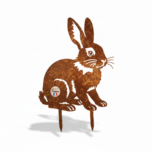 Lapin silhouette métal rouillé