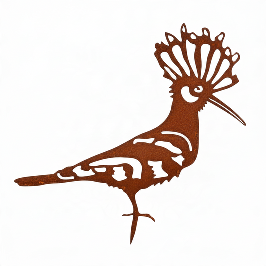 Silhouette de huppe fasciée horizontale en acier brut par Les Artisans du Jardin pour décoration de jardin