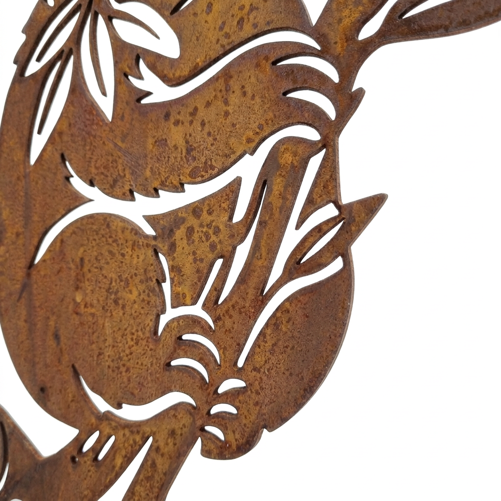Silhouette de koala en acier brut Les Artisans du Jardin, décoration murale découpée au laser avec patine rouille
