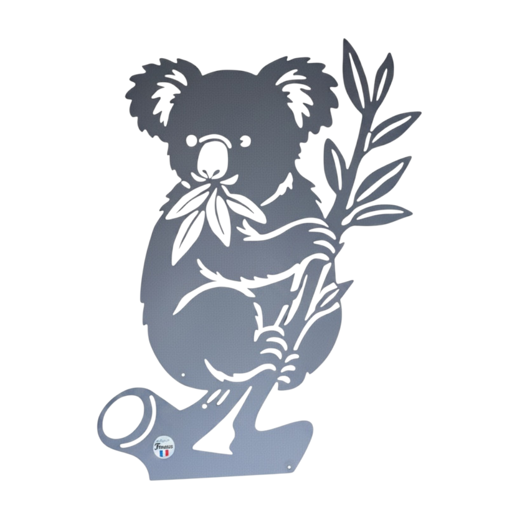 Silhouette de koala en acier brut Les Artisans du Jardin à fixer, décoration de jardin découpée au laser en France