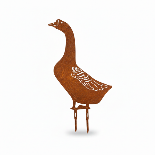 Silhouette d'oie Les Artisans du Jardin en acier brut 3 mm avec patine rouille pour décoration de jardin