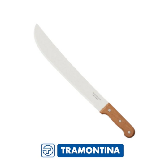 Machette de Jardinage Tramontina avec lame 36 cm et manche bois, affichée à moitié sur fond blanc.