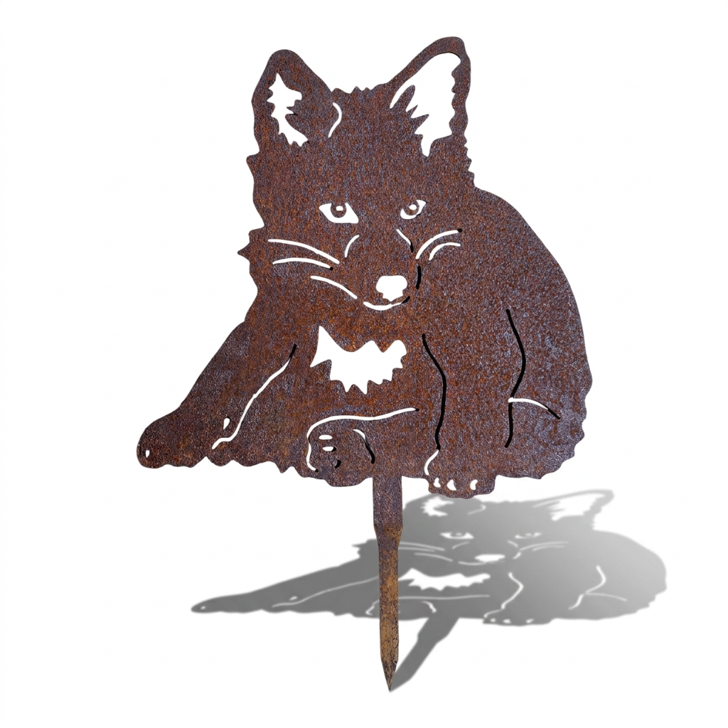 Renard en métal avec une ombre portée réaliste