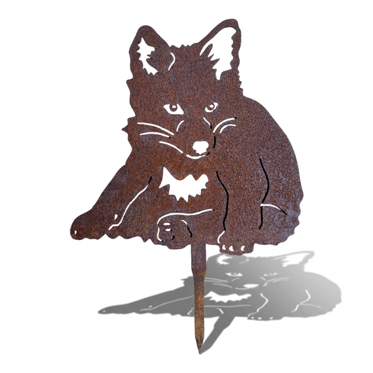Renard en métal avec une ombre portée réaliste